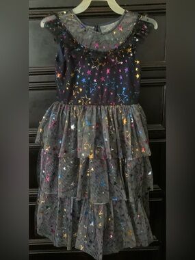 Pippa & Julie Black Party Dress with Multicolor Star Foil